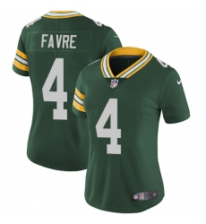 Women's Nike Green Bay Packers #4 Brett Favre Green Team Color Vapor Untouchable Limited Player NFL Jersey
