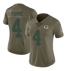 Women's Nike Green Bay Packers #4 Brett Favre Limited Olive 2017 Salute to Service NFL Jersey