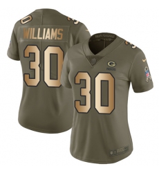 Women's Nike Green Bay Packers #30 Jamaal Williams Limited Olive/Gold 2017 Salute to Service NFL Jersey