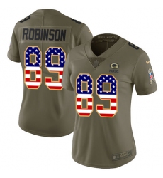 Women's Nike Green Bay Packers #89 Dave Robinson Limited Olive/USA Flag 2017 Salute to Service NFL Jersey