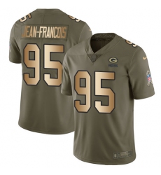 Men's Nike Green Bay Packers #95 Ricky Jean-Francois Limited Olive/Gold 2017 Salute to Service NFL Jersey