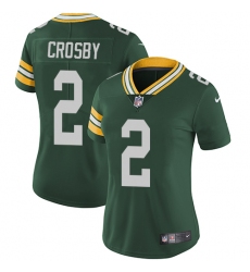 Women's Nike Green Bay Packers #2 Mason Crosby Green Team Color Vapor Untouchable Limited Player NFL Jersey