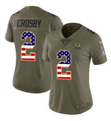 Women's Nike Green Bay Packers #2 Mason Crosby Limited Olive/USA Flag 2017 Salute to Service NFL Jersey