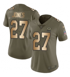 Women's Nike Green Bay Packers #27 Josh Jones Limited Olive/Gold 2017 Salute to Service NFL Jersey