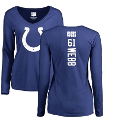 NFL Women's Nike Indianapolis Colts #61 JMarcus Webb Royal Blue Backer Long Sleeve T-Shirt