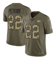 Men's Nike Kansas City Chiefs #22 Marcus Peters Limited Olive/Camo 2017 Salute to Service NFL Jersey