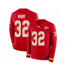 Men's Nike Kansas City Chiefs #32 Spencer Ware Limited Red Therma Long Sleeve NFL Jersey