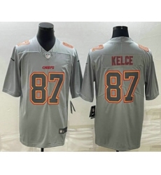 Men's Kansas City Chiefs #87 Travis Kelce Gray Atmosphere Fashion Stitched Jersey