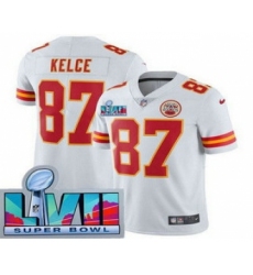 Youth Kansas City Chiefs #87 Travis Kelce Limited White Super Bowl LVII Vapor Jersey