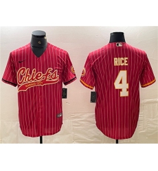 Men's Kansas City Chiefs #4 Rashee Rice Red Cool Base Stitched Baseball Jersey