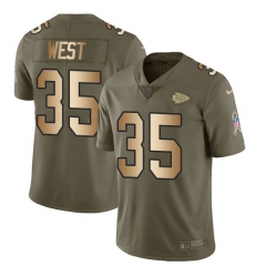 Men's Nike Kansas City Chiefs #35 Charcandrick West Limited Olive/Gold 2017 Salute to Service NFL Jersey