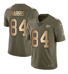 Men's Nike Kansas City Chiefs #84 Demetrius Harris Limited Olive/Gold 2017 Salute to Service NFL Jersey